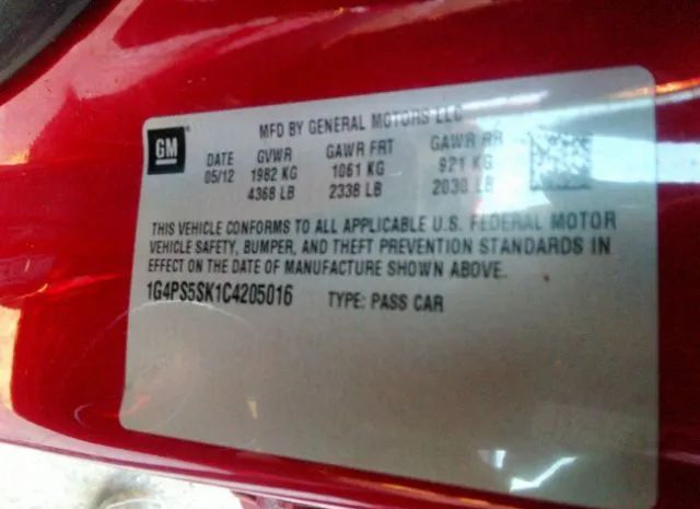 Photo 8 VIN: 1G4PS5SK1C4205016 - BUICK VERANO 