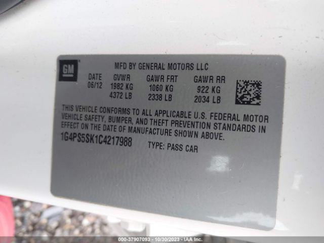 Photo 8 VIN: 1G4PS5SK1C4217988 - BUICK VERANO 