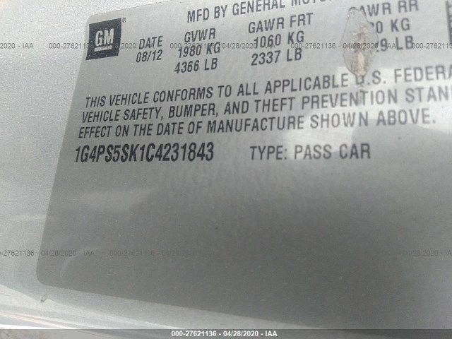 Photo 8 VIN: 1G4PS5SK1C4231843 - BUICK VERANO 