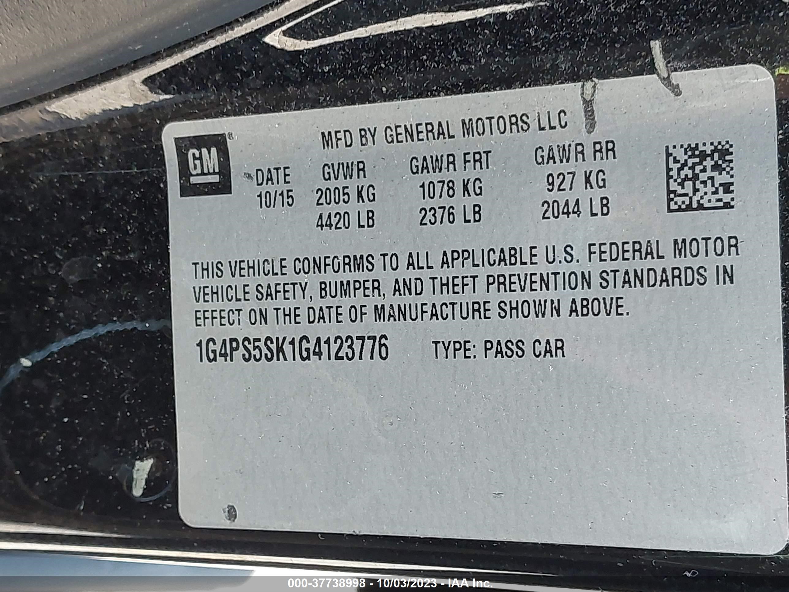 Photo 8 VIN: 1G4PS5SK1G4123776 - BUICK VERANO 