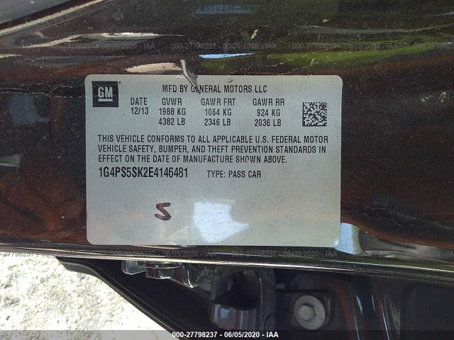 Photo 8 VIN: 1G4PS5SK2E4146481 - BUICK VERANO 