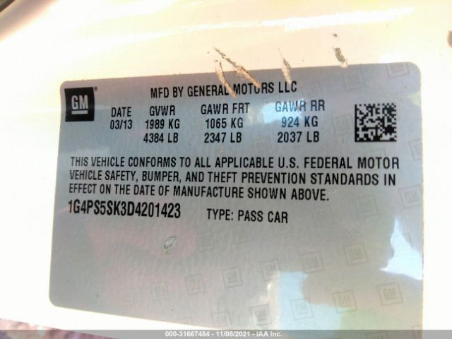 Photo 8 VIN: 1G4PS5SK3D4201423 - BUICK VERANO 