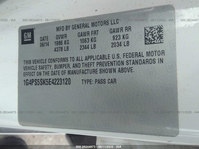 Photo 8 VIN: 1G4PS5SK5E4223120 - BUICK VERANO 