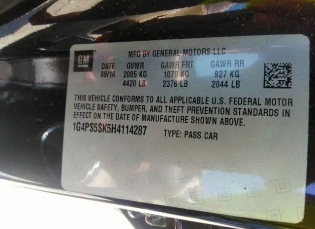 Photo 8 VIN: 1G4PS5SK5H4114287 - BUICK VERANO 