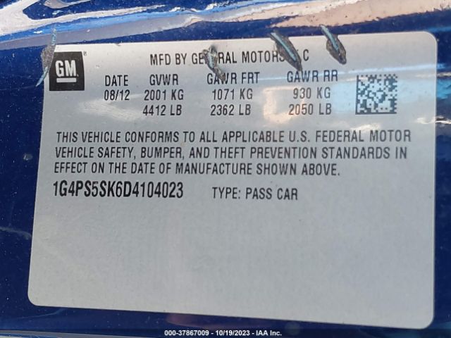 Photo 8 VIN: 1G4PS5SK6D4104023 - BUICK VERANO 