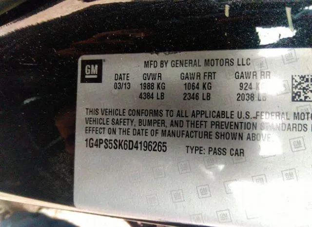 Photo 8 VIN: 1G4PS5SK6D4196265 - BUICK VERANO 