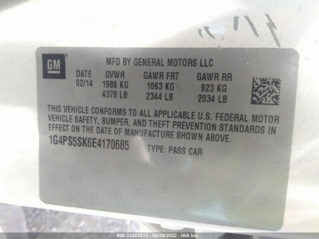 Photo 8 VIN: 1G4PS5SK6E4170685 - BUICK VERANO 