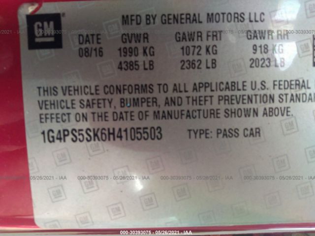 Photo 8 VIN: 1G4PS5SK6H4105503 - BUICK VERANO 