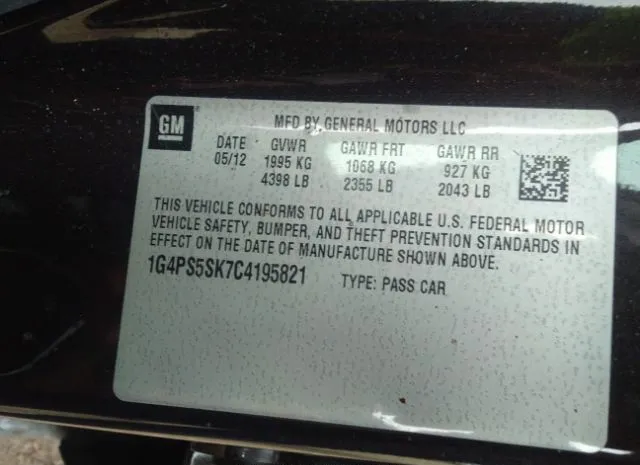 Photo 8 VIN: 1G4PS5SK7C4195821 - BUICK VERANO 