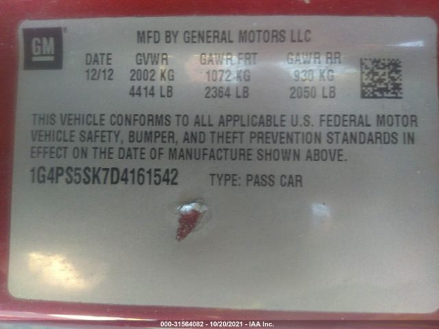 Photo 8 VIN: 1G4PS5SK7D4161542 - BUICK VERANO 