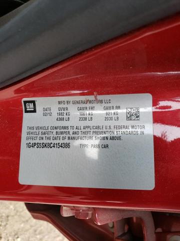 Photo 11 VIN: 1G4PS5SK8C4154386 - BUICK VERANO 