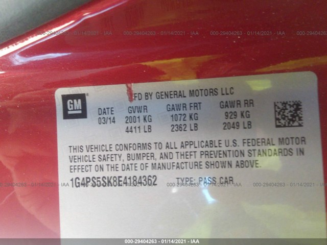 Photo 8 VIN: 1G4PS5SK8E4184362 - BUICK VERANO 