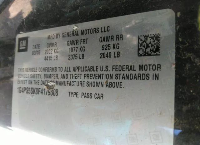 Photo 8 VIN: 1G4PS5SK8F4179308 - BUICK VERANO 