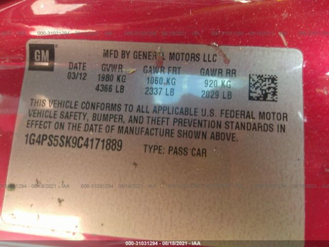 Photo 8 VIN: 1G4PS5SK9C4171889 - BUICK VERANO 