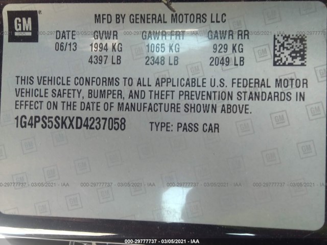 Photo 8 VIN: 1G4PS5SKXD4237058 - BUICK VERANO 