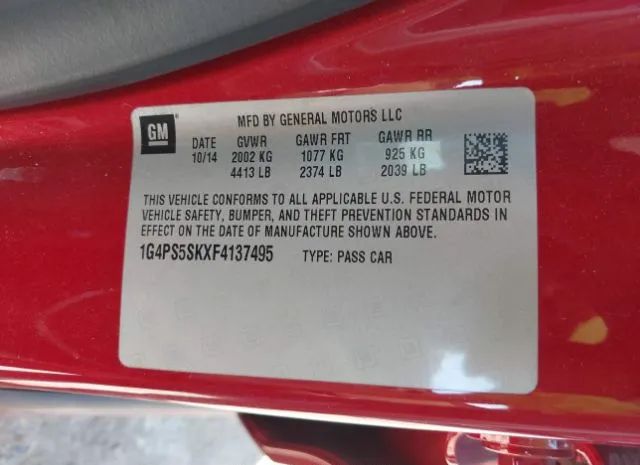 Photo 8 VIN: 1G4PS5SKXF4137495 - BUICK VERANO 