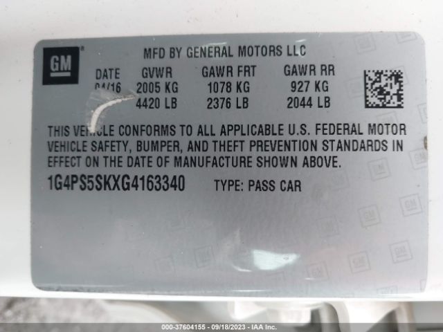 Photo 8 VIN: 1G4PS5SKXG4163340 - BUICK VERANO 