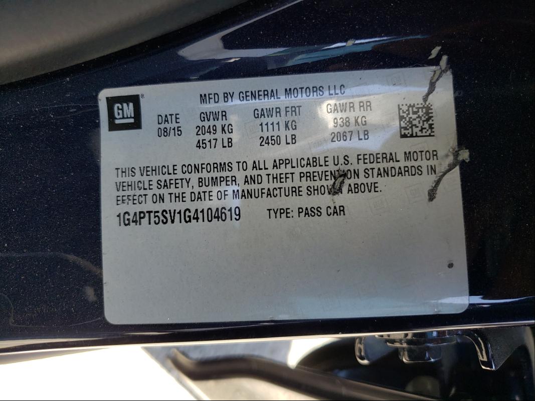 Photo 9 VIN: 1G4PT5SV1G4104619 - BUICK VERANO PRE 