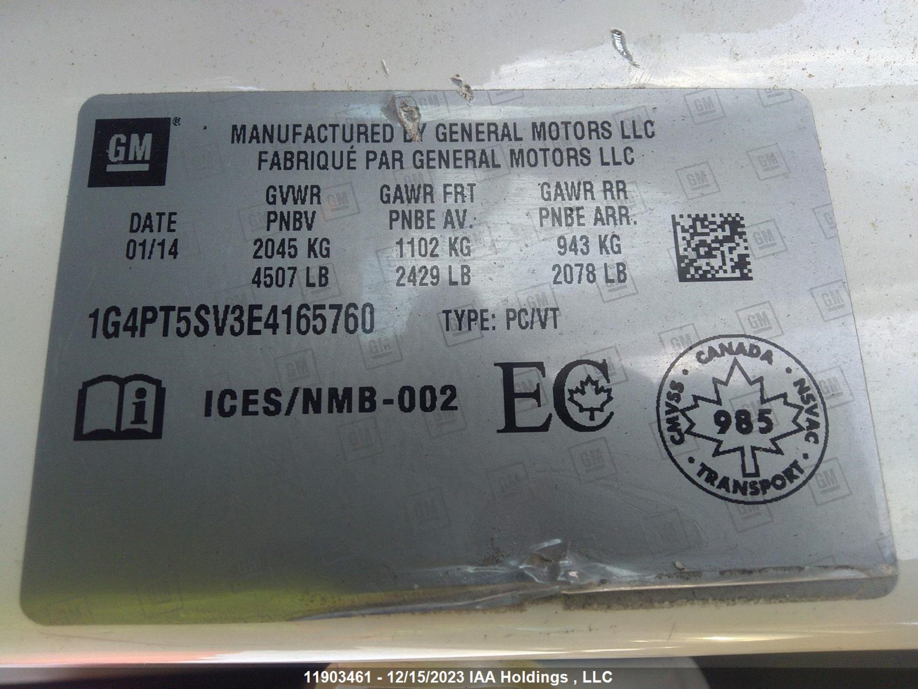 Photo 8 VIN: 1G4PT5SV3E4165760 - BUICK VERANO 