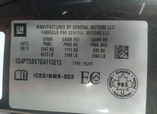 Photo 8 VIN: 1G4PT5SV7G4113213 - BUICK VERANO 