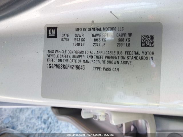 Photo 8 VIN: 1G4PV5SK0F4219646 - BUICK VERANO 