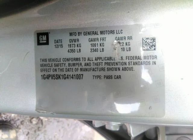 Photo 8 VIN: 1G4PV5SK1G4141007 - BUICK VERANO 