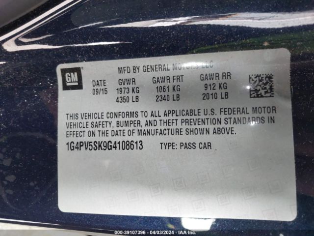 Photo 8 VIN: 1G4PV5SK9G4108613 - BUICK VERANO 