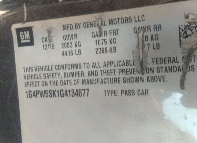 Photo 8 VIN: 1G4PW5SK1G4134877 - BUICK VERANO 