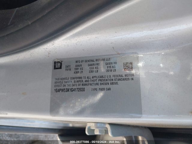 Photo 8 VIN: 1G4PW5SK1G4172030 - BUICK VERANO 