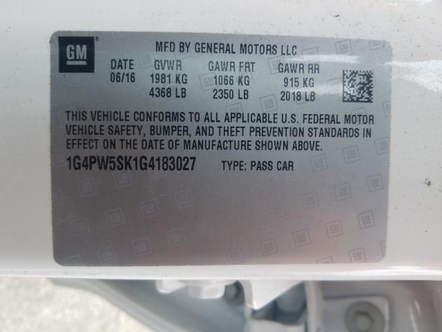 Photo 9 VIN: 1G4PW5SK1G4183027 - BUICK VERANO SPO 