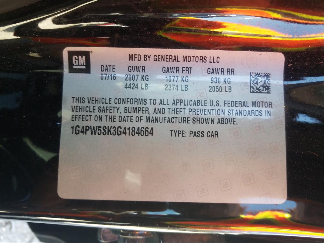 Photo 9 VIN: 1G4PW5SK3G4184664 - BUICK VERANO SPO 