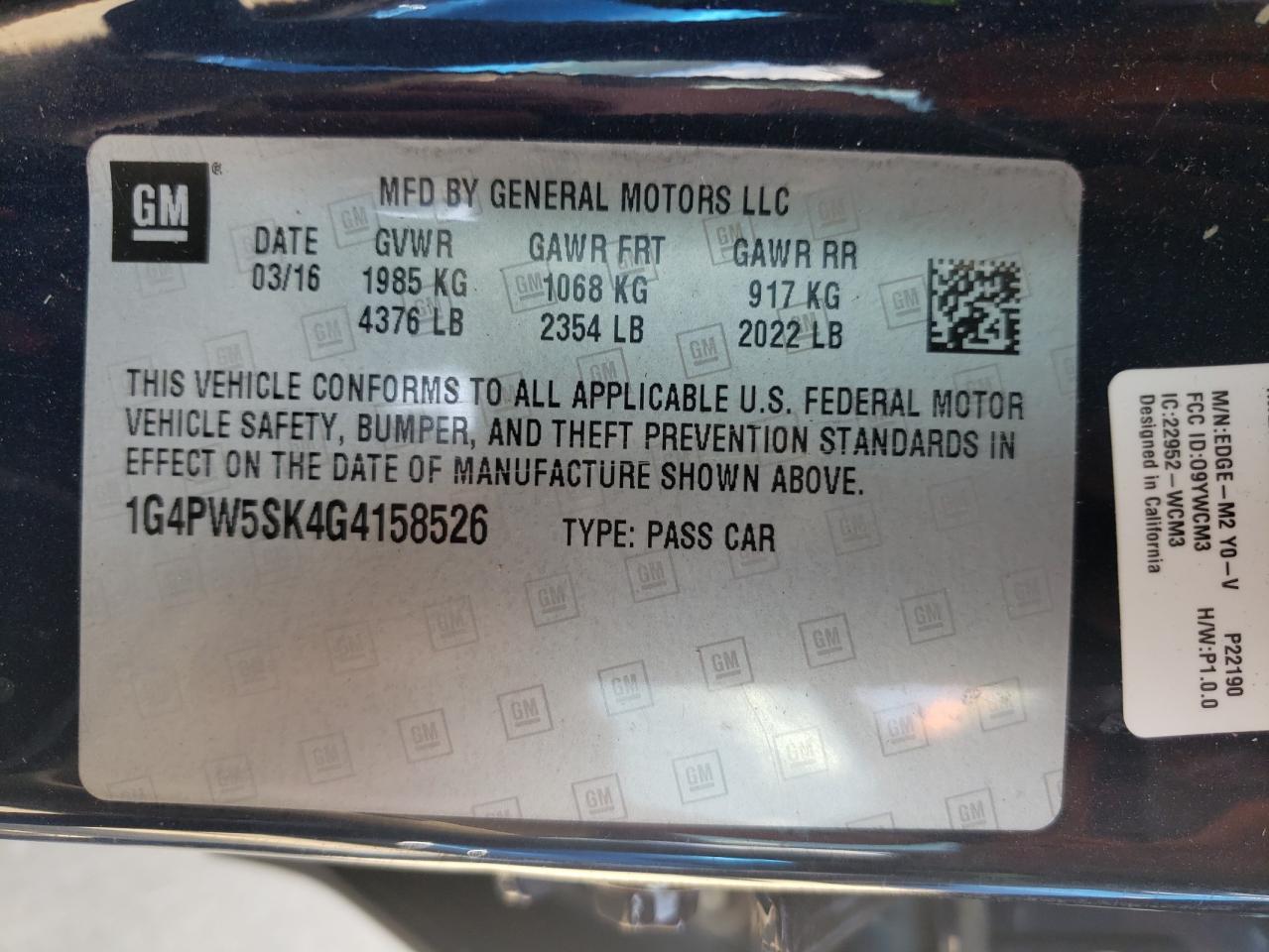 Photo 11 VIN: 1G4PW5SK4G4158526 - BUICK VERANO 