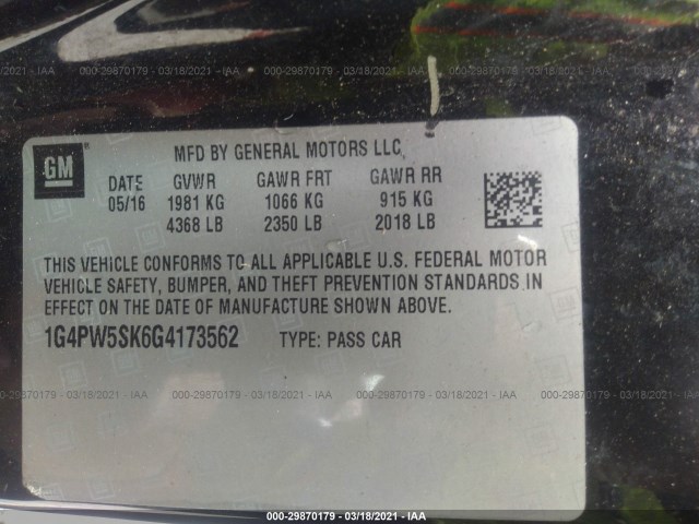 Photo 8 VIN: 1G4PW5SK6G4173562 - BUICK VERANO 