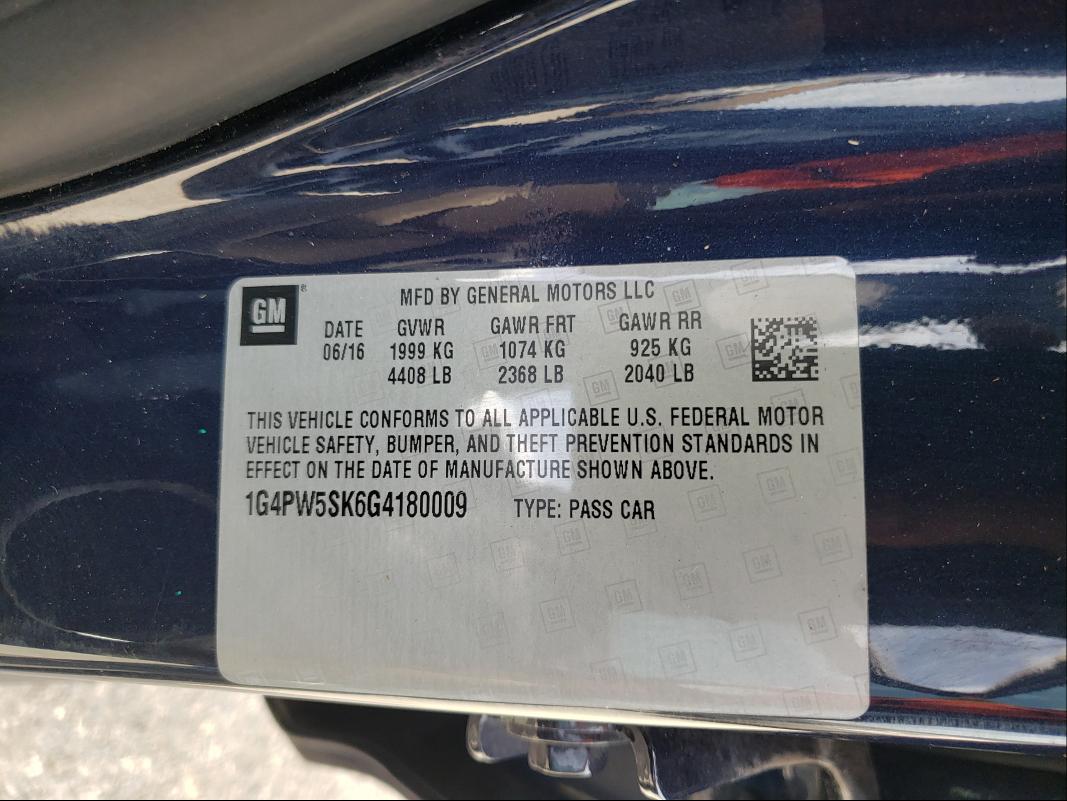 Photo 9 VIN: 1G4PW5SK6G4180009 - BUICK VERANO SPO 