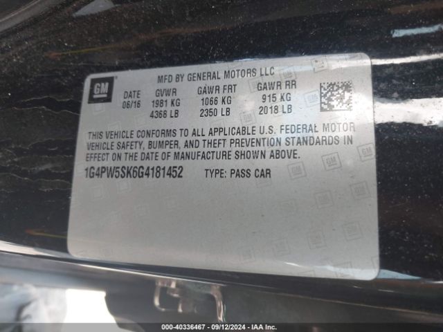 Photo 8 VIN: 1G4PW5SK6G4181452 - BUICK VERANO 