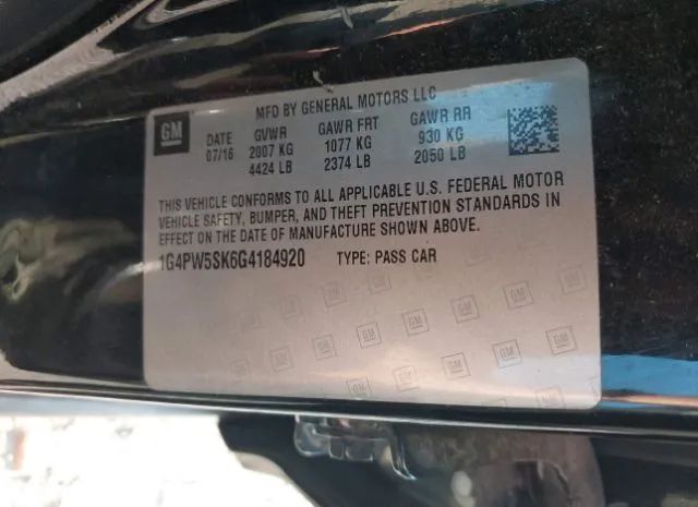 Photo 8 VIN: 1G4PW5SK6G4184920 - BUICK VERANO 