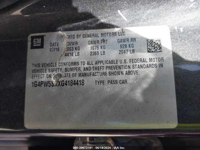 Photo 8 VIN: 1G4PW5SKXG4184418 - BUICK VERANO 