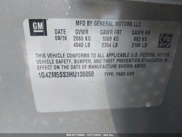 Photo 8 VIN: 1G4ZM5SS3HU135058 - BUICK LACROSSE 