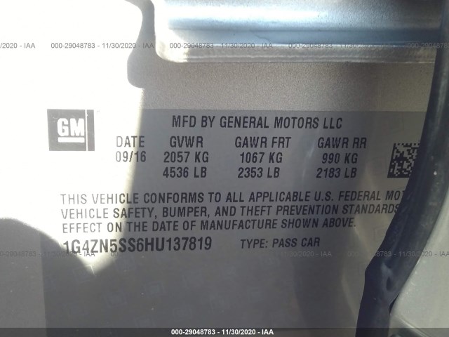 Photo 8 VIN: 1G4ZN5SS6HU137819 - BUICK LACROSSE 