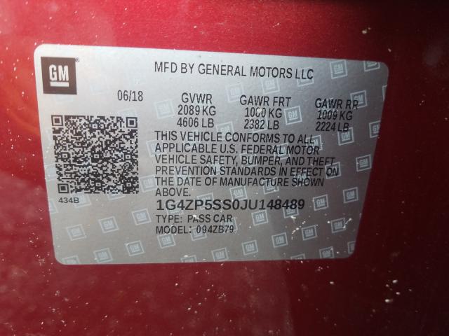 Photo 9 VIN: 1G4ZP5SS0JU148489 - BUICK LACROSSE E 