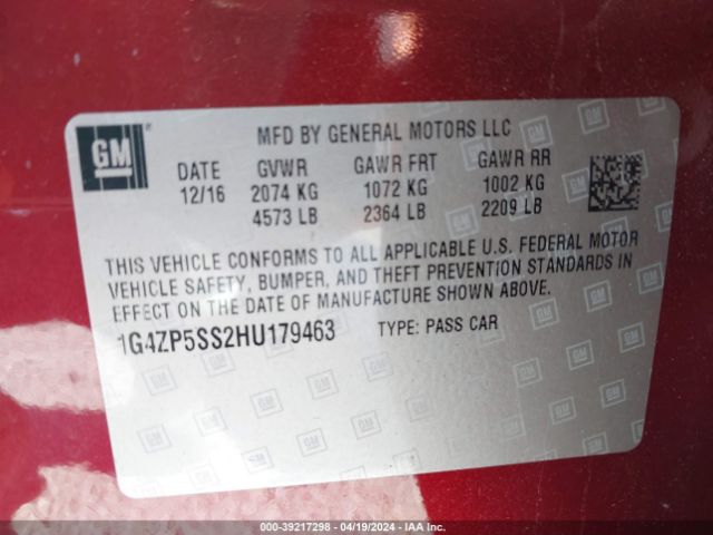 Photo 8 VIN: 1G4ZP5SS2HU179463 - BUICK LACROSSE 