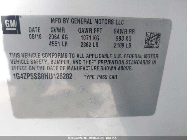 Photo 8 VIN: 1G4ZP5SS8HU126282 - BUICK LACROSSE 