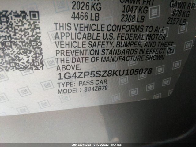 Photo 8 VIN: 1G4ZP5SZ8KU105078 - BUICK LACROSSE 