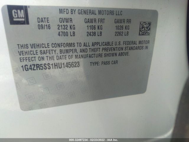 Photo 8 VIN: 1G4ZR5SS1HU145623 - BUICK LACROSSE 