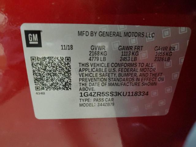 Photo 11 VIN: 1G4ZR5SS3KU118334 - BUICK LACROSSE E 