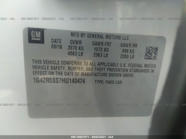 Photo 8 VIN: 1G4ZR5SS7HU140474 - BUICK LACROSSE 