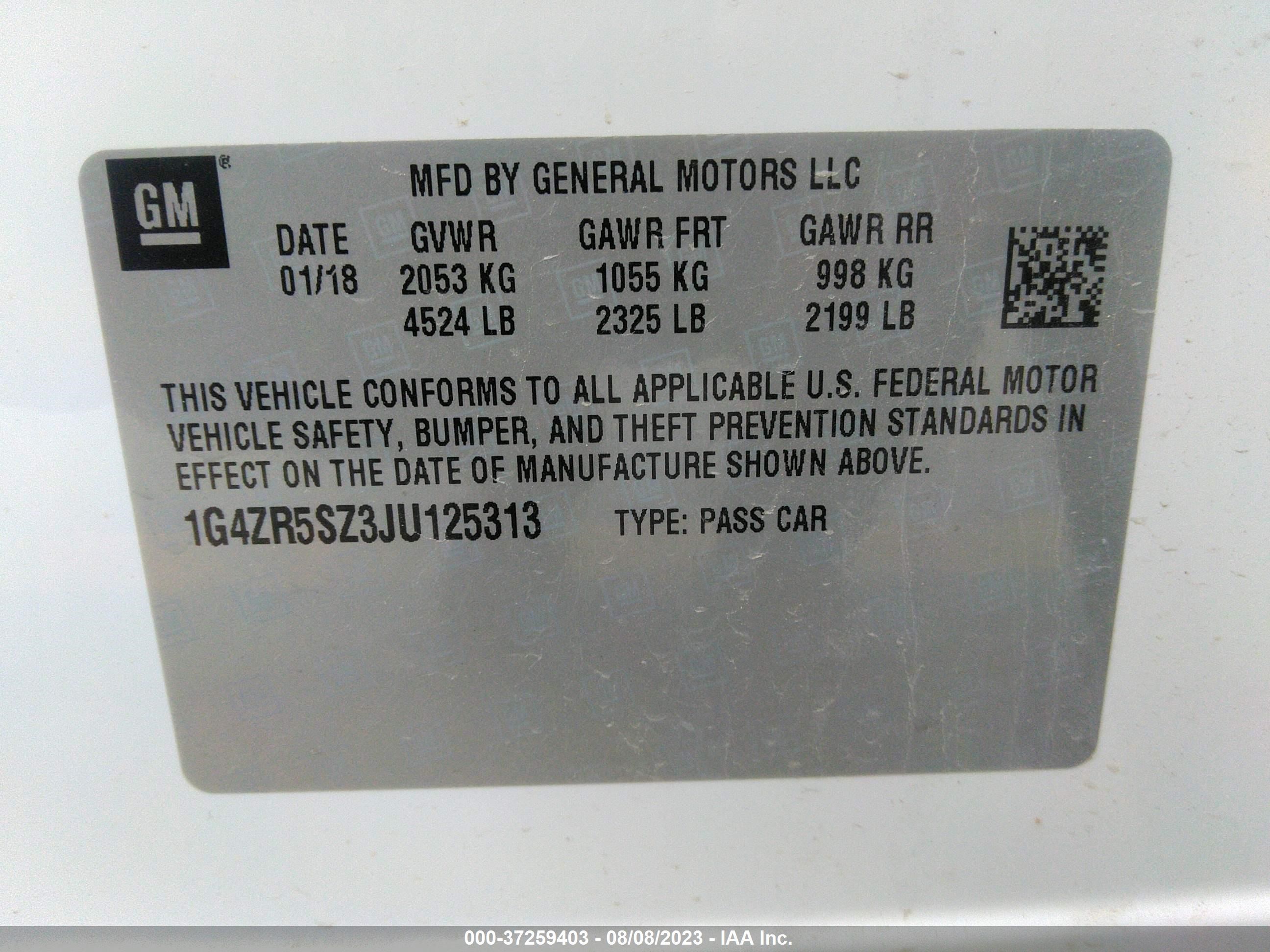 Photo 8 VIN: 1G4ZR5SZ3JU125313 - BUICK LACROSSE 