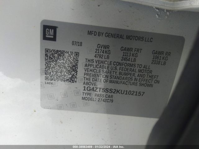 Photo 8 VIN: 1G4ZT5SS2KU102157 - BUICK LACROSSE 