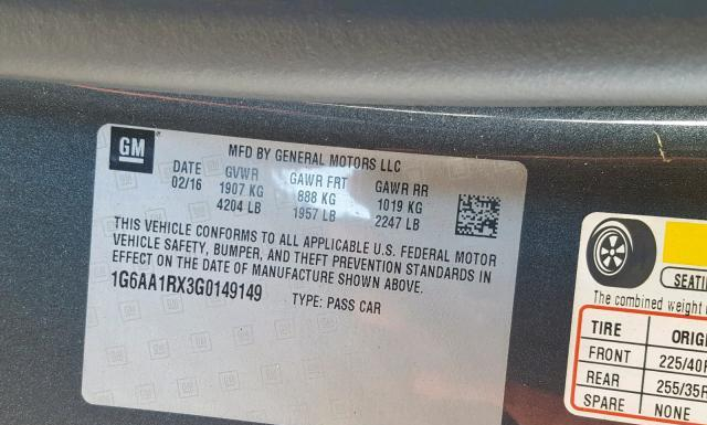 Photo 9 VIN: 1G6AA1RX3G0149149 - CADILLAC ATS 