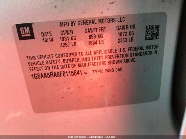 Photo 8 VIN: 1G6AA5RA8F0115841 - CADILLAC ATS SEDAN 